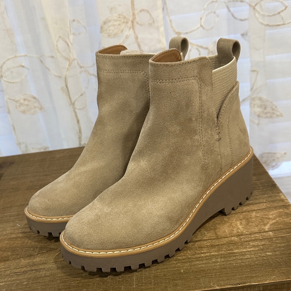 Vince Camuto Taupe Suede Ankle Booties
